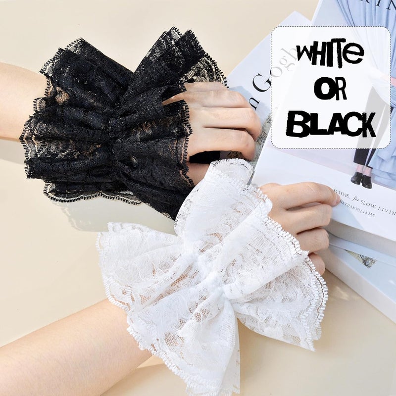 Itscolofy Lace Gloves Clown Accessories for Women, Lace Fingerless Gloves Clown Costume for Halloween Wedding Party - Image 5